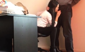 Naughty Secretary Gets Caught On Hidden Cam Blowing Her Boss
