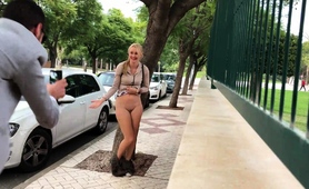 Alluring Blonde Teen Flashing Her Marvelous Curves In Public