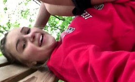 Horny Teen Gets Her Fiery Cunt Fucked And Creamed Outdoors