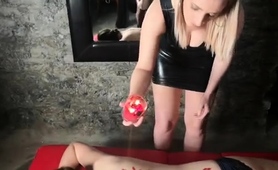 Slaved Punished With Hot Wax By Merciless Milf Goddess