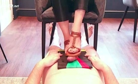 Bdsm Session With Cock And Balls Punishment For Foot Slave